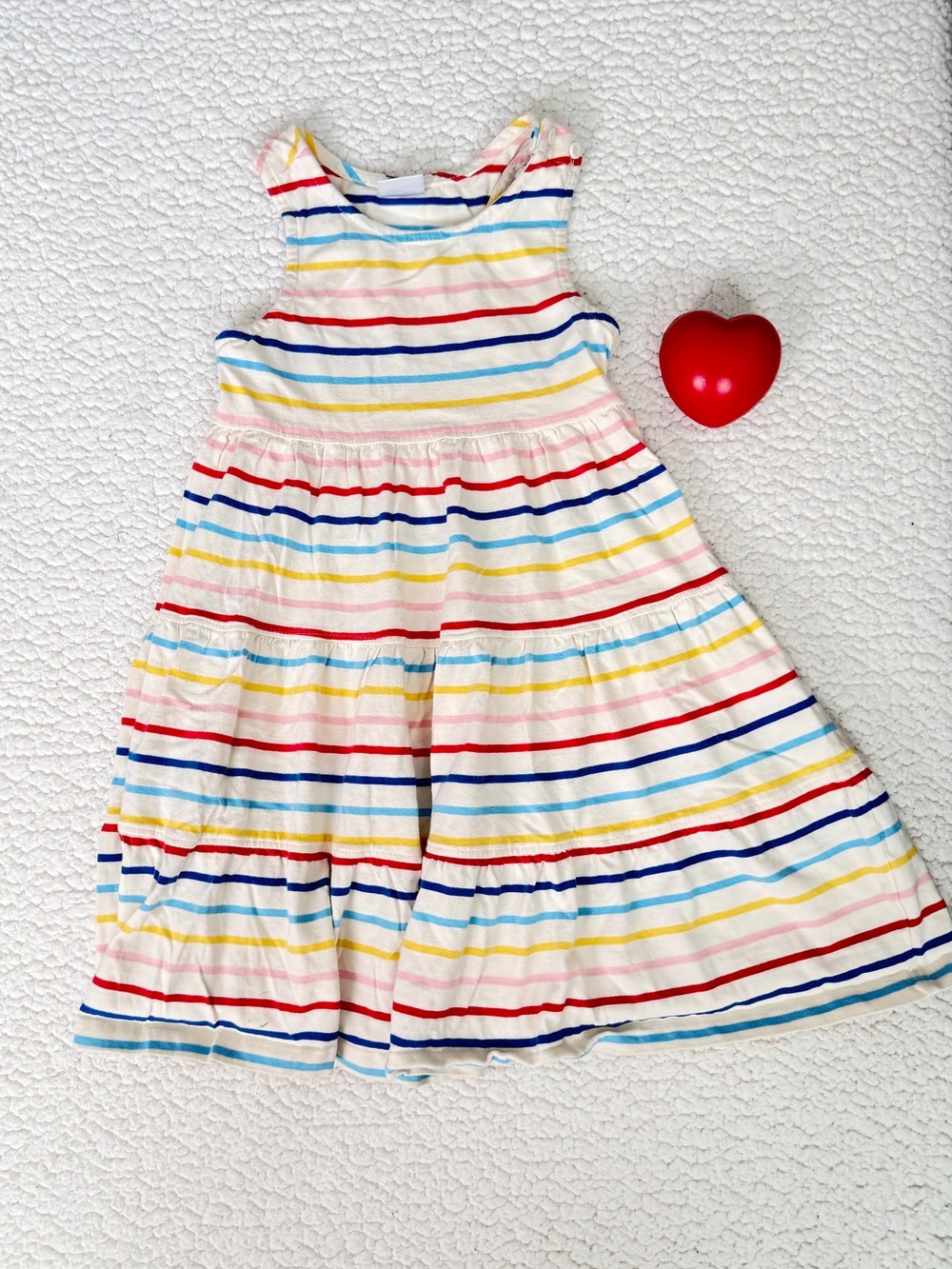 Hanna Andersson Striped Cotton Sleeveless Dress in Red, Blue, Yellow, Pink